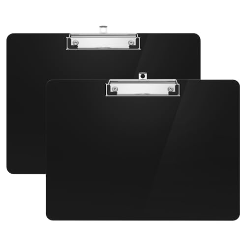 Horizontal Plastic Clipboards, Black 8.5 x 11 Clip Board(2 Pack) | Landscape Layout, Size 9 x 12.5 in for Classroom, Students, Teacher, Office & School Supply - color: Black