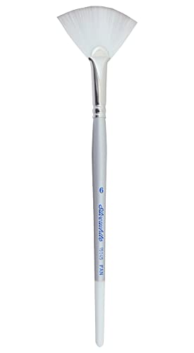 Silver Brush Limited 1504S6 Silverwhite Fan Brush, Watercolor, Acrylics, Gouache or Oil Brush, Size 6, Short Handle