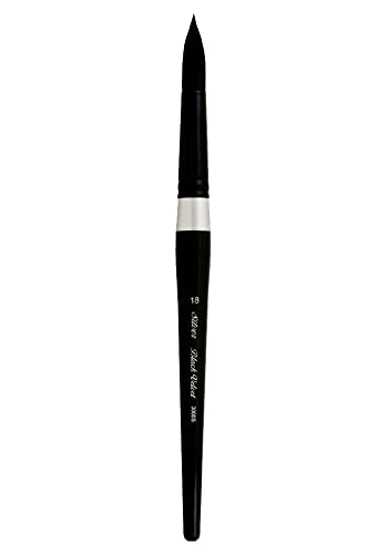 Silver Brush Limited 3000S18 Black Velvet Round Brush for Watercolor, Size 18, Short Handle - size: 18