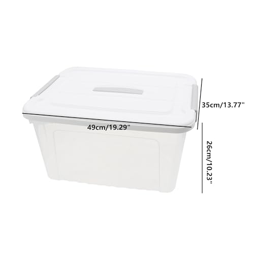 Plastic Bin with Lid, 1PCS Transparent Storage Box Office Container with Lids Platic Hangers Office Storage Bins Clothes Hangers Wardrobe Sundries Organizer - size: 49*35*26cm/19.29*13.77*10.23"