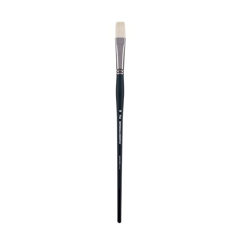Creative Mark Imperial Professional Chungking Hog Bristle Brush - Flat # 10, Handmade Long Handle Oil Paint Brushes for Artists, Nickel-Plated Brass Ferrules, Stiff Yet Soft Natural Bristles - size: #10