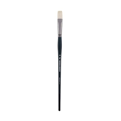 Creative Mark Imperial Professional Chungking Hog Bristle Brush - Flat # 10, Handmade Long Handle Oil Paint Brushes for Artists, Nickel-Plated Brass Ferrules, Stiff Yet Soft Natural Bristles - size: #10