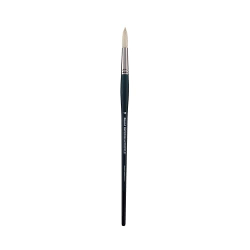 Creative Mark Imperial Professional Chungking Hog Bristle Brush - Round # 12, Handmade Long Handle Oil Paint Brushes for Artists, Nickel-Plated Brass Ferrules, Stiff Yet Soft Natural Bristles - size: #12