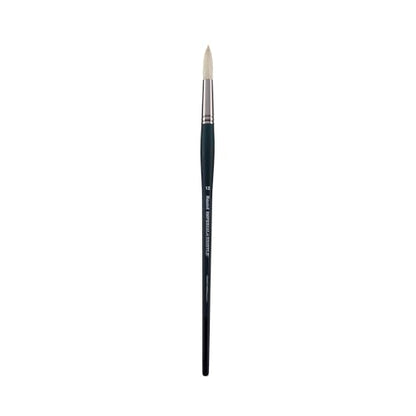Creative Mark Imperial Professional Chungking Hog Bristle Brush - Round # 12, Handmade Long Handle Oil Paint Brushes for Artists, Nickel-Plated Brass Ferrules, Stiff Yet Soft Natural Bristles - size: #12