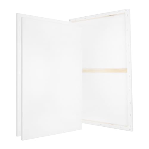 PATIKIL Stretched Canvas, 3 Pcs 30" x 20" Rectangle Canvas for Painting Blank Primed Canvas Cotton Canvas Panels for Acrylics Oil Watercolor Paints, White - size: 30" x 20"