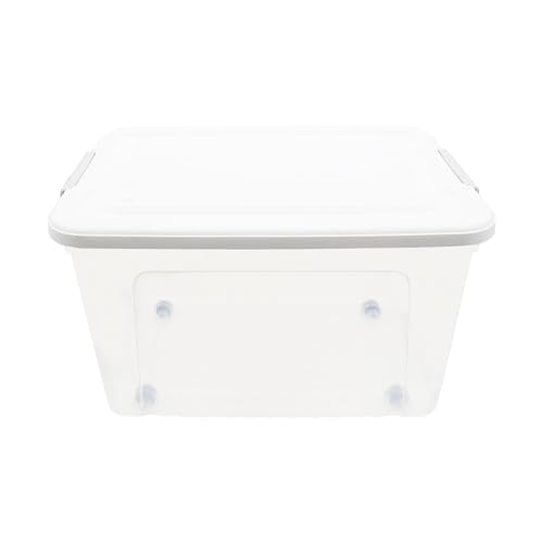 Plastic Bin with Lid, 1PCS Transparent Storage Box Office Container with Lids Platic Hangers Office Storage Bins Clothes Hangers Wardrobe Sundries Organizer - size: 56*40*31cm/22*15.74*12.2"