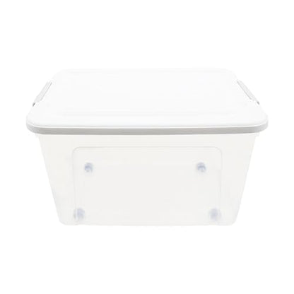 Plastic Bin with Lid, 1PCS Transparent Storage Box Office Container with Lids Platic Hangers Office Storage Bins Clothes Hangers Wardrobe Sundries Organizer - size: 63*45*35cm/24.8*17.71*13.77"