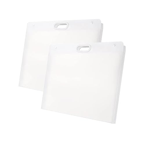 2pcs 13" x 11" Plastic Art Portfolio, Art Portfolio with Handles, Waterproof Portfolio Folder for Artwork, Arts Storage Case for Drawing Sketch Photography Poster (White) - color: White
