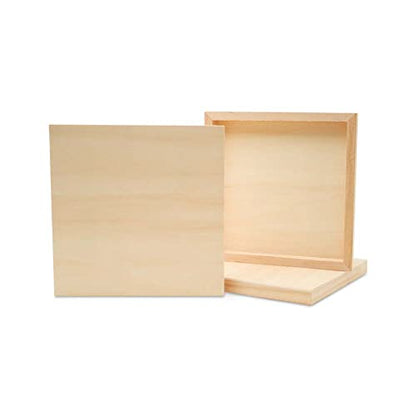Square Wood Canvas 8 x 8 x 3/4-inch, Pack of 4 Unfinished Wood Frames, Blank Wooden Signs for Crafts & Home Decor, by Woodpeckers - size: 8 x 8