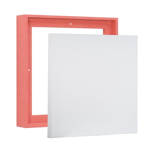 PIXY CANVAS Value Pack of 8x8 Stretched Canvas 1-1/2 (1.5) inch deep and Floater Frame for Your Paintings/Artwork/Wall Art/Wall Decor (Pastel Red/Pink, 8 x 8 inch, Square) - color: Pastel Red / Pink, size: 8 x 8 inch