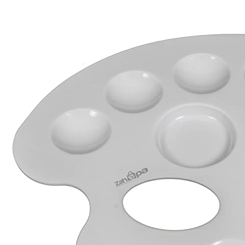 ZAHEPA Oval Paint Tray, Plastic Palette Paint Tray, Painting Palette with 12 Comparments & Thumb Hole, Art Supplies for DIY Crafts, Oil Paint, Watercolor, Acrylic - Ideal for School & Professional - style: Oval - 12 Compartments
