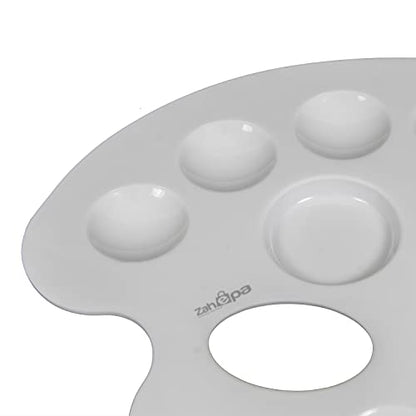 ZAHEPA Oval Paint Tray, Plastic Palette Paint Tray, Painting Palette with 12 Comparments & Thumb Hole, Art Supplies for DIY Crafts, Oil Paint, Watercolor, Acrylic - Ideal for School & Professional - style: Oval - 12 Compartments