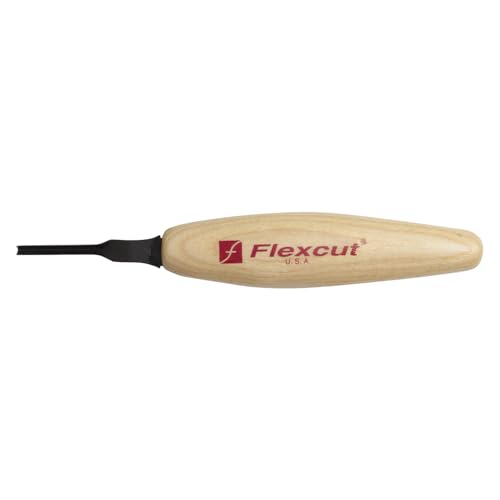 Flexcut Wood Carving Tools | Micro Parting Tool | 60 Degree 3mm | Razor Sharp 1095 High Carbon Steel Blade for Miniature & Fine Detail Work | Ergonomic Ash Hardwood Handle | MT37 | Made in the U.S.A. - size: 3mm 60 Degree Micro Parting Tool, style: 60 deg