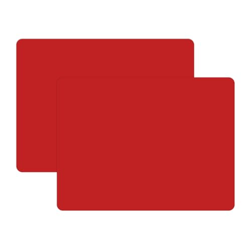 Silicone Placemats, Food-Grade Non-Slip Waterproof, Dining, Countertop Protector, Kitchen Counter Mat, Heat Resistant, Baking mat Dishwasher Safe - color: Red, size: 15.7 x 11.8 in - 2pcs (0.04 in)