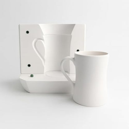 Dilay Plaster Mold for Slip Casting Mug, 3-Piece Pottery Mold for Ceramic and Porcelain Clay, 15.2 oz Large Coffee Cup