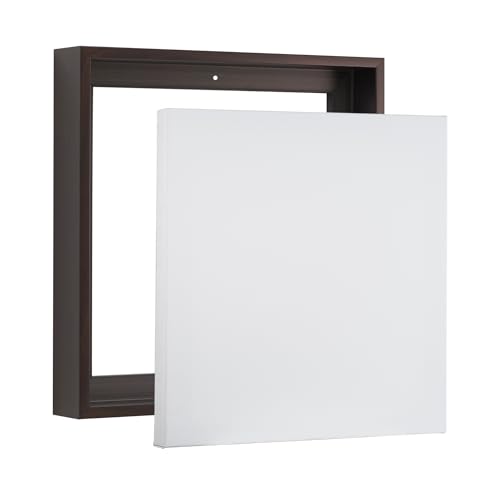 PIXY CANVAS Value Pack of 8x8 Stretched Canvas 1-1/2 (1.5) inch deep and Floater Frame for Your Paintings/Artwork/Wall Art/Wall Decor (Dark Walnut, 8 x 8 inch, Square) - color: Dark Walnut, size: 8 x 8 inch