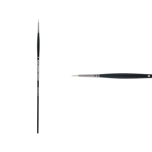 Creative Mark Imperial Professional Chungking Hog Bristle Brush - Round # 0, Handmade Long Handle Oil Paint Brushes for Artists, Nickel-Plated Brass Ferrules, Stiff Yet Soft Natural Bristles - size: #0