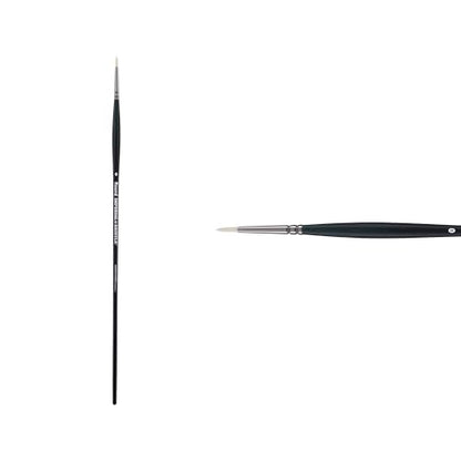 Creative Mark Imperial Professional Chungking Hog Bristle Brush - Round # 0, Handmade Long Handle Oil Paint Brushes for Artists, Nickel-Plated Brass Ferrules, Stiff Yet Soft Natural Bristles - size: #0