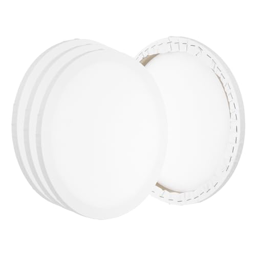 PATIKIL Stretched Canvas, 6 Pcs 12" x 12" Round Canvas for Painting Blank Primed Canvas Cotton Canvas Panels for Acrylics Oil Watercolor Paints, White - color: White, size: 12" x 12"