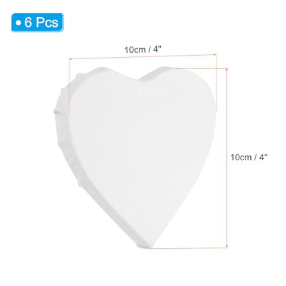 PATIKIL Stretched Canvas, 6 Pcs 4" x 4" Heart Canvas for Painting Blank Primed Canvas Cotton Canvas Panels for Acrylics Oil Watercolor Paints, White
