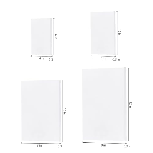 Hestya Assorted Mini Stretched Canvas - 12 Pcs, Small Drawing Canvas, Square Paint Canvas for Christmas Craft (4 x 6 Inches, 5 x 7 Inches, 8 x 10 Inches, 9 x 12 Inches) - size: 4 x 6 Inches/ 5 x 7 Inches/ 8 x 10 Inches/ 9 x 12