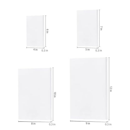 Hestya Assorted Mini Stretched Canvas - 12 Pcs, Small Drawing Canvas, Square Paint Canvas for Christmas Craft (4 x 6 Inches, 5 x 7 Inches, 8 x 10 Inches, 9 x 12 Inches) - size: 4 x 6 Inches/ 5 x 7 Inches/ 8 x 10 Inches/ 9 x 12