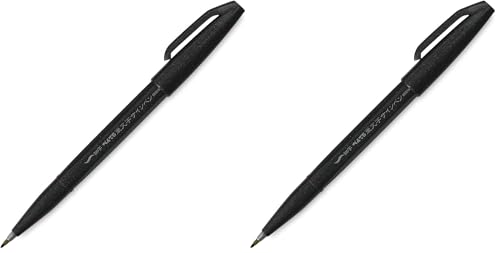 Pentel Arts Sign Pen Touch, Fude Brush Tip, Black Ink - 2 Pack (SES15NBPA) - color: Black, size: 1 Count (Pack of 2)