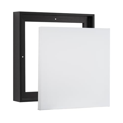 PIXY CANVAS Value Pack of 8x8 Stretched Canvas 1-1/2 (1.5) inch deep and Floater Frame for Your Paintings/Artwork/Wall Art/Wall Decor (Black Oak, 8 x 8 inch, Square) - color: Black Oak, size: 8 x 8 inch