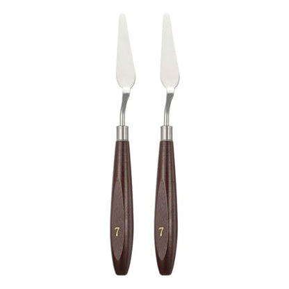 HARFINGTON 2pcs Palette Knife Painting Tool 2.2 x 0.59 Stainless Steel Art Spatula Pallet Knives Scrapers Tools with Beech Wood Handle for Acrylic Oil Canvas Mixing Spreading, Red/Silver - size: 2.2" x 0.59"