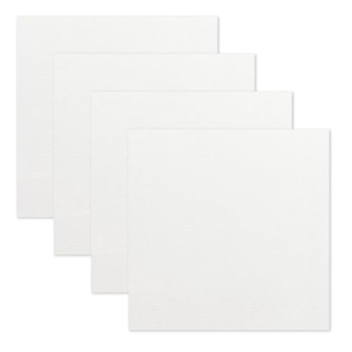 KINGART White Canvas Panel Set – Square, 12x12 Inch, 4-Pack – 100% Cotton, Pre-Primed Gesso Artist Boards for Acrylic, Oil, Sketching, & Mixed Media Painting - color: White, size: 12" x 12"