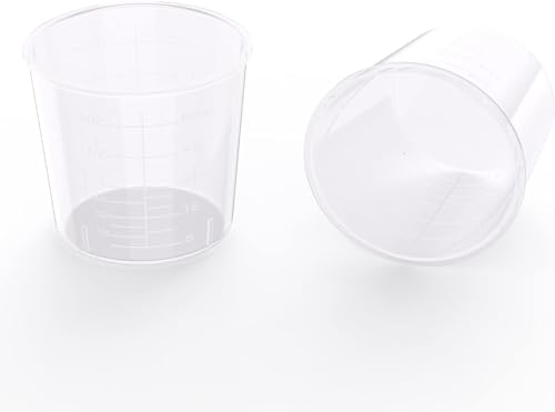 30 Pack 2 Ounce Plastic Graduated Cups | 60 ml Transparent Scale Cups with 30 Pcs Wooden Stirring Sticks for Mixing Paint, Epoxy, Resin - size: 2 OZ (Pack of 30)