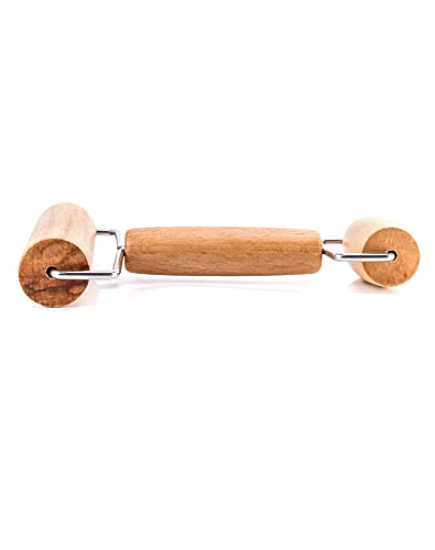 QWORK 2Pcs Hardwood Roller 2 in 1, 6-7/8" Dual Roller Tool for Pottery Clay Working