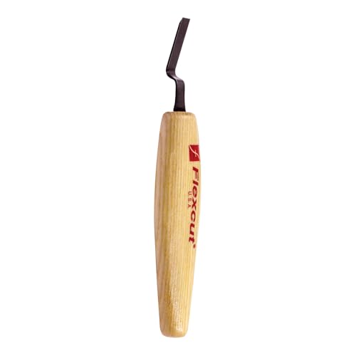 Flexcut Wood Carving Tools | Micro Dogleg Chisel | 1/4 Inch (6 mm) | 1095 High Carbon Steel Blade for Miniature and Fine Detail Work | Ergonomic Ash Hardwood Handle | MT46 | Made in the U.S.A.