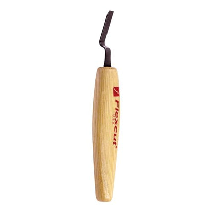 Flexcut Wood Carving Tools | Micro Dogleg Chisel | 1/4 Inch (6 mm) | 1095 High Carbon Steel Blade for Miniature and Fine Detail Work | Ergonomic Ash Hardwood Handle | MT46 | Made in the U.S.A.
