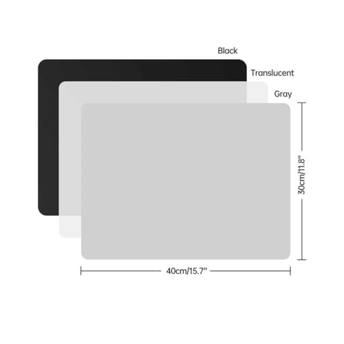 3Pack 30x40cm Silicone Placemats,1.1mm Thick Heat-Resistant Non-Skid Mats for Resin Casting &Table Protection, Food Grade-Black&Gray&Translucent - color: Black&gray&translucent, size: 15.7" x 11.8"