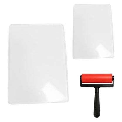 Fancyes Reusable Gel Printing Plate Monoprinting Print Plate Printmaking Supplies with Press Rubber Roller for Card Making