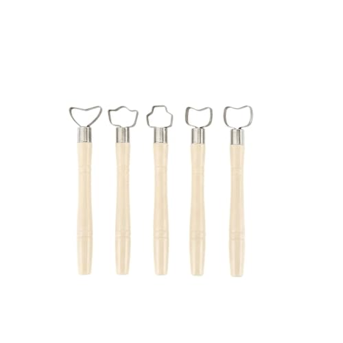 Wooden Pottery Trimming Tools, 5-Piece Sculpting Set for Clay Shaping and Detailing, Handheld Carving Kit for Wheel Throwing and Hand Building (Set of 5) - color: Beige