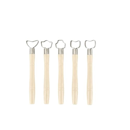 Wooden Pottery Trimming Tools, 5-Piece Sculpting Set for Clay Shaping and Detailing, Handheld Carving Kit for Wheel Throwing and Hand Building (Set of 5) - color: Beige