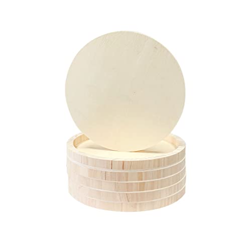 12 Inch 6 Pack Wood Art Panels Round Shaped Unfinished Wooden Canvas Panels Crafts Wood Plate Wooden Frame Oil Pouring Acrylics Painting - size: 12 in
