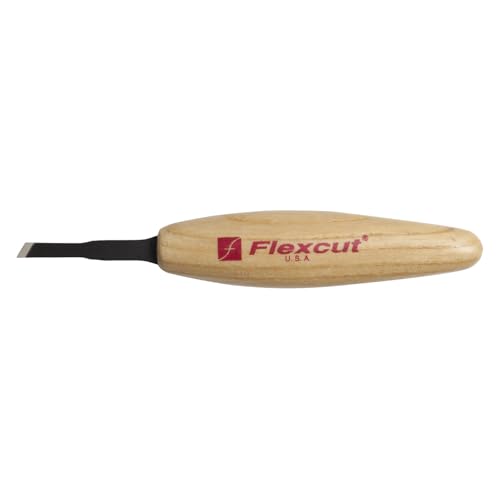 FLEXCUT Wood Carving Tools | Micro Skew, 3/16 Inch (5 mm) | Razor Sharp 1095 High Carbon Steel Cutting Blade | Ergonomic Ash Hardwood Handle | MT17 | Made in the U.S.A. - size: 5mm Micro Skew