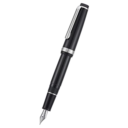Jinhao 82 Black Acrylic Fountain Pen, Iridium Medium Nib Classic Design Smooth Writing Pen with Ink Converter (Silver Trim) - color: Black (Silver Trim), style: Medium (0.7 mm)