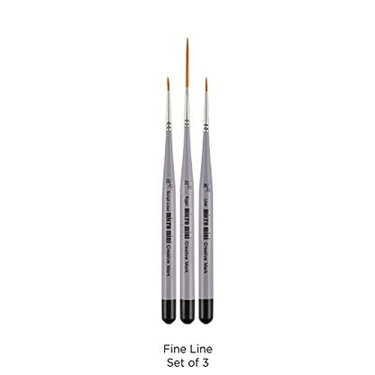 Creative Mark 3 Piece Micro Detail Paint Brush Set, Mini Paintbrushes for Acrylic, Watercolor, Oil, Face, Nail, Scale Model Painting & Line Drawing - size: Fine Line Set (3 Piece)