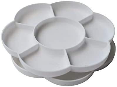 2pcs Paint Pallet, 6.5" Plastic Paint Tray Reusable Flower Paint Palette for Kids Acrylic Watercolor Oil Painting Color Mixing DIY Art Craft, Easy to Wash - color: 2pcs