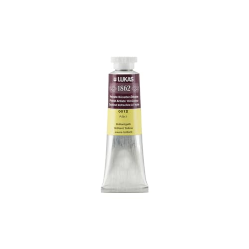Lukas 1862 Professional German Oil Paint, Brilliant Yellow 37 mL - w/Beeswax & Non-Yellowing Sunflower Oil, Short Drying Time, Smooth, Outstanding Lightfastness - color: Brilliant Yellow, size: 1.25 Fl Oz (Pack of 1)