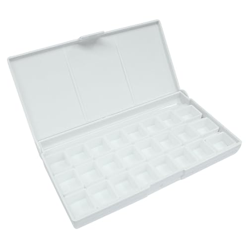 Piutouyar Portable Paint Palette Box, 24 Wells Watercolor Folding Palette Box with Lid for Watercolor