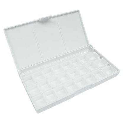 Piutouyar Portable Paint Palette Box, 24 Wells Watercolor Folding Palette Box with Lid for Watercolor