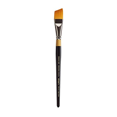 KINGART Premium Original Gold 9400-3/4 Angular Shader Series Artist Brush, Golden Taklon Synthetic Hair, Short Handle, for Acrylic, Watercolor, Oil and Gouache Painting, Size 3/4" - size: 3/4 inch (Single)