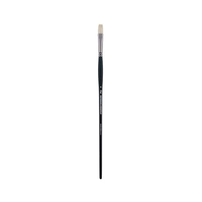 Creative Mark Imperial Professional Chungking Hog Bristle Brush - Flat # 6, Handmade Long Handle Oil Paint Brushes for Artists, Nickel-Plated Brass Ferrules, Stiff Yet Soft Natural Bristles - size: #6