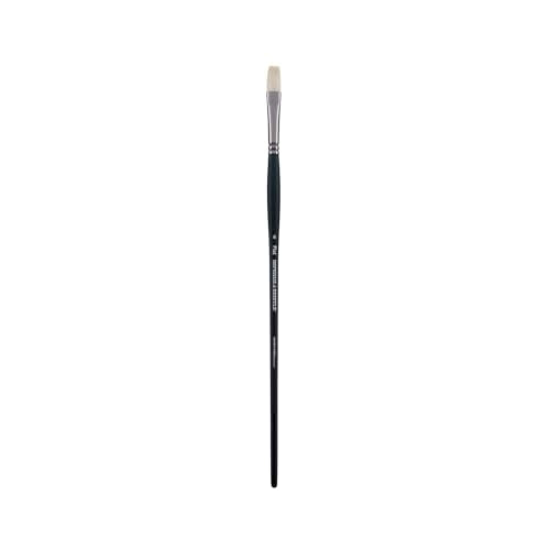 Creative Mark Imperial Professional Chungking Hog Bristle Brush - Flat # 6, Handmade Long Handle Oil Paint Brushes for Artists, Nickel-Plated Brass Ferrules, Stiff Yet Soft Natural Bristles - size: #6