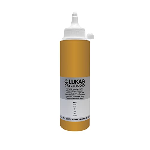 Lukas CRYL Studio Artist Acrylic Paint, Gold, 250 ml Bottle - High Pigment Acrylic Paints for Canvas Painting, Large Scale Works - Medium-Viscosity, Water-Mixable, Fast Drying - color: Gold, size: 8.45 Fl Oz (Pack of 1)